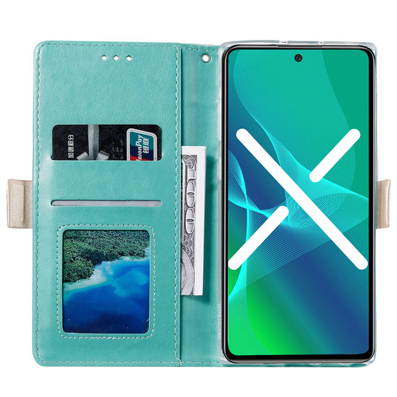 Klapkové puzdro pre Samsung Galaxy A53 5G, Wallet Pocket Zipper Lace, zelený