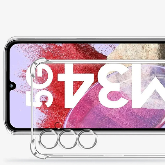 Puzdro pre Samsung Galaxy M34 5G, Anti-Shock, priehľadné + sklo 9H