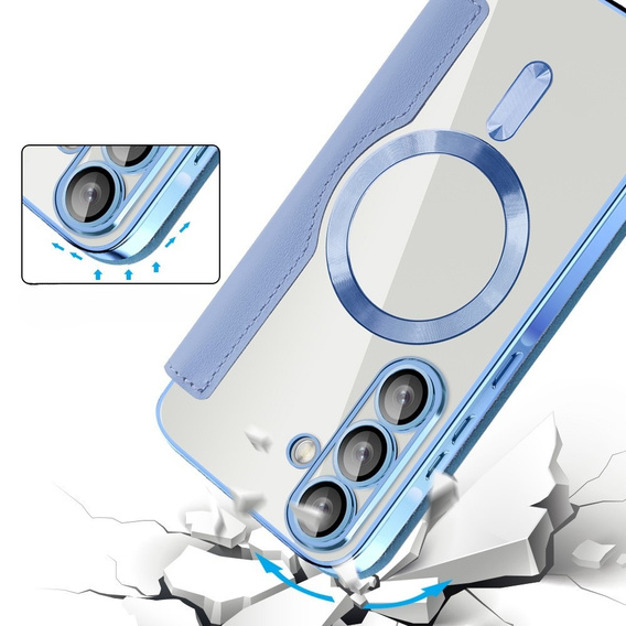 Klapkové puzdro pre Samsung Galaxy A56, RFID Wallet MagSafe CamShield, modré