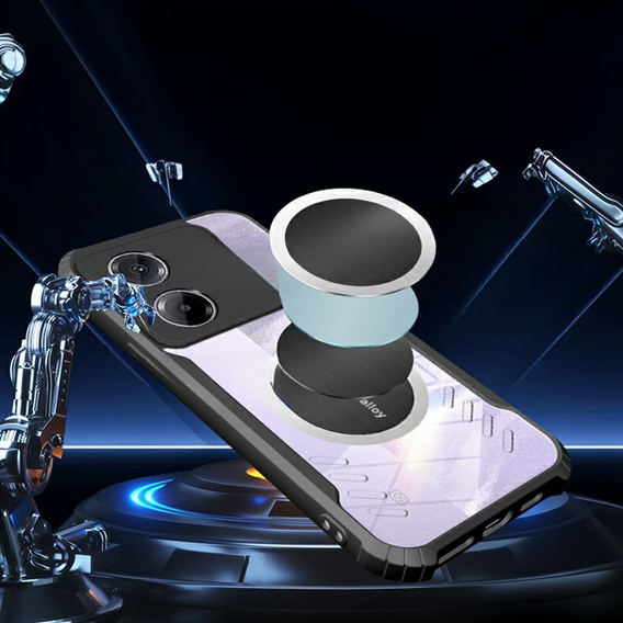 Puzdro pre Xiaomi Poco M7 Pro 5G, s magnetickým štítkom, transparentné / čierne