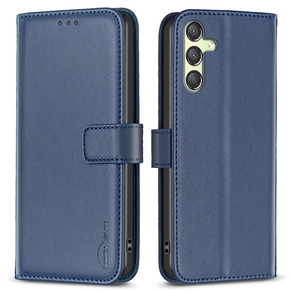 Klapkové puzdro pre Samsung Galaxy A25 5G, BINFEN Wallet, modré + 9H sklo