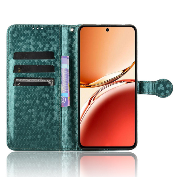 Flipové puzdro pre Oppo Reno 12FS / 12F, Wallet Rhombus, zelený