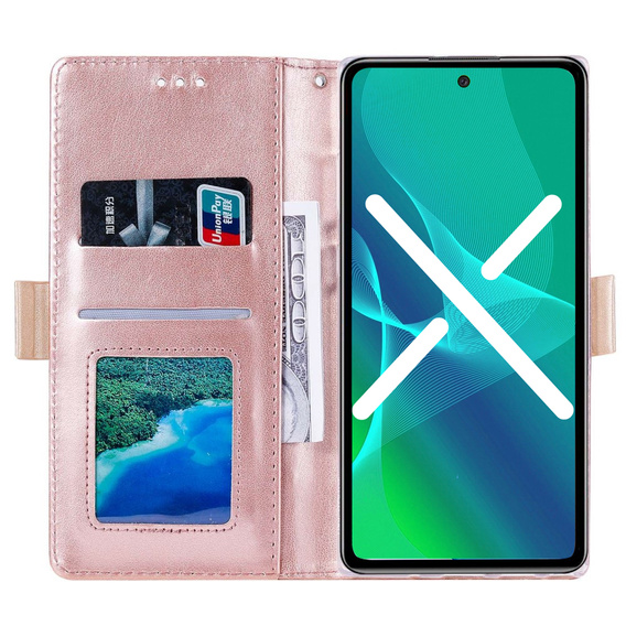 Klapkové puzdro pre Samsung Galaxy A51, Wallet Pocket Zipper Lace, ružové