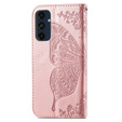 Klapkové puzdro pre Samsung Galaxy A16, Butterfly, ružové rose gold