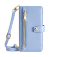 Klapkové puzdro pre iPhone 15 Pro, Wallet Zipper Pocket, modré
