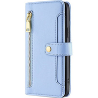 Klapkové puzdro pre Samsung Galaxy S23, Wallet Zipper Pocket, modré