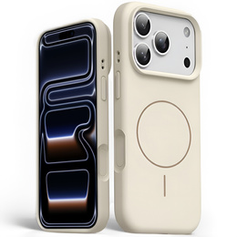 Silikónové puzdro pre iPhone 17 Pro Max - kompatibilné s MagSafe, proti nárazom, béžové