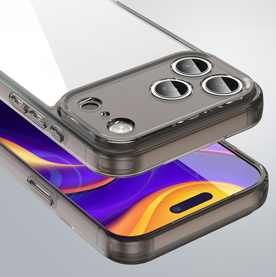 Silikónové puzdro pre iPhone 17 Pro Max, s tvrdou zadnou stranou, tónované do čierna