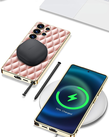 Puzdro pre Samsung Galaxy S25 Ultra, Leather Rhombus, ružové
