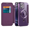Klapkové puzdro pre iPhone 12, RFID Wallet MagSafe CamShield, fialové