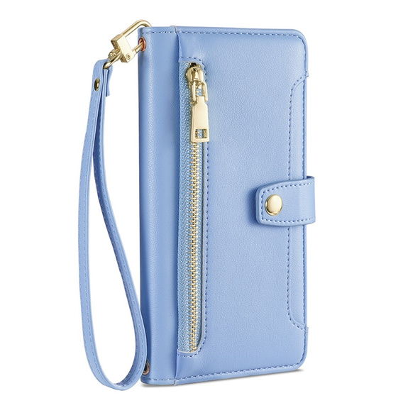 Klapkové puzdro pre iPhone 14 Pro, Wallet Zipper Pocket, modré