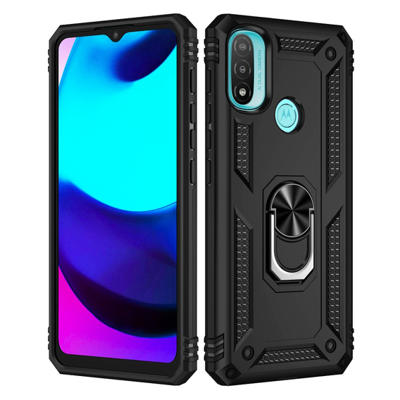 Pancierované obal na mobil pre Motorola Moto E20/E30/E40, Nox Case Ring, čierne