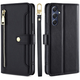 Klapkové puzdro pre Samsung Galaxy A16, Wallet Zipper Pocket, čierne
