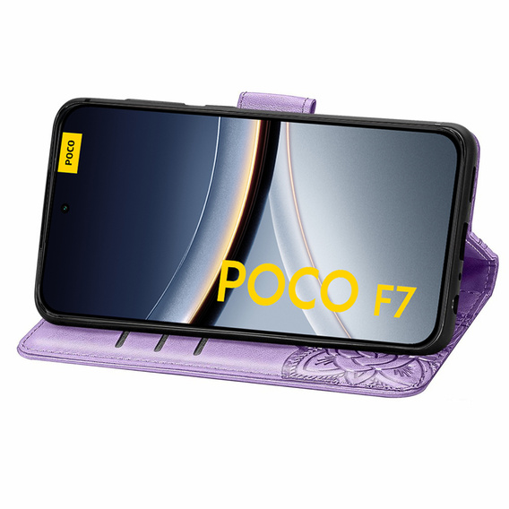 Klapkové puzdro pre Xiaomi Poco F7, Butterfly, fialové