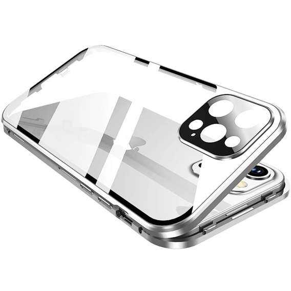 Puzdro pre iPhone 16 Pro Max, Magnetic Dual Glass, strieborné