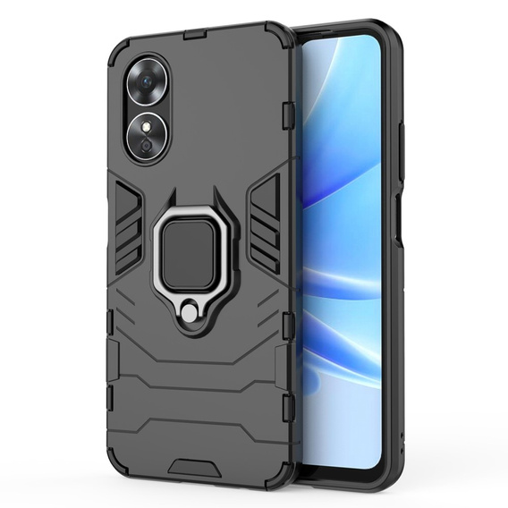 Obal na mobil pre Oppo A17, Kickstand Ring, čierne