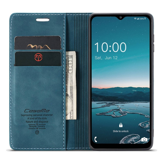 CASEME puzdro pre Samsung Galaxy M33 5G, Leather Wallet Case, modré