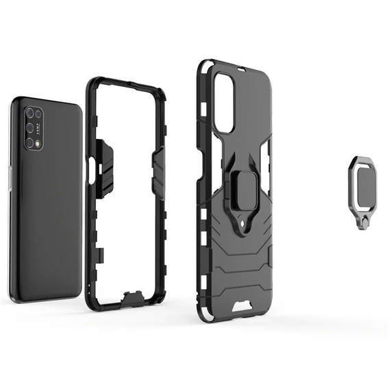 Obal na mobil pre Realme 7 5G, Kickstand Ring, čierne