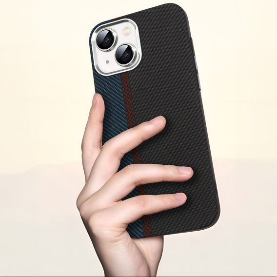 Puzdro pre iPhone 15, Carbon Fiber MagSafe, čierna / modrá