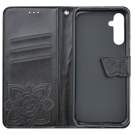 Klapkové puzdro pre Samsung Galaxy M34 5G, Butterfly, čierne