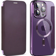 Klapkové puzdro pre iPhone 13 Pro, RFID Wallet MagSafe CamShield, fialové