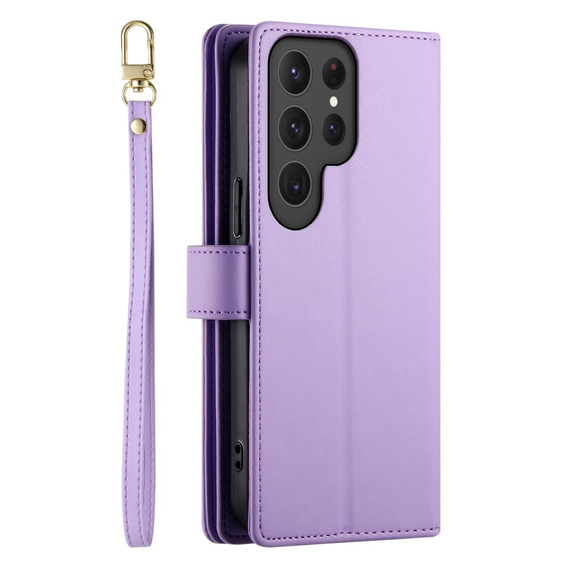 Klapkové puzdro pre Samsung Galaxy S25 Ultra, Wallet Zipper Pocket, fialové