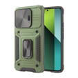 Pancierované puzdro pre Xiaomi Redmi Note 13 Pro 5G, CamShield Slide, zelený + tvrdené sklo 9H
