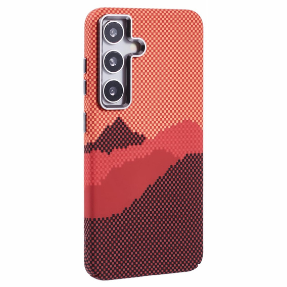 Puzdro pre Samsung Galaxy S25+ Plus, Carbon Fiber MagSafe, oranžové