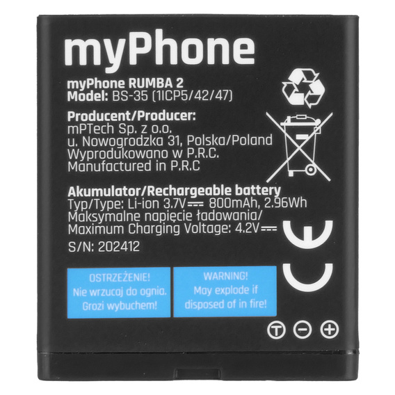 Batéria pre mobilný telefón myPhone Rumba 2 800 mAh