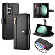 Klapkové puzdro pre Samsung Galaxy S24 FE, Wallet Zipper Pocket, čierne