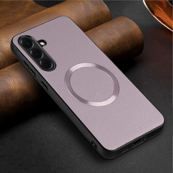 Obal na mobil pre Samsung Galaxy A56 5G, Leather Hybrid MagSafe, fialové