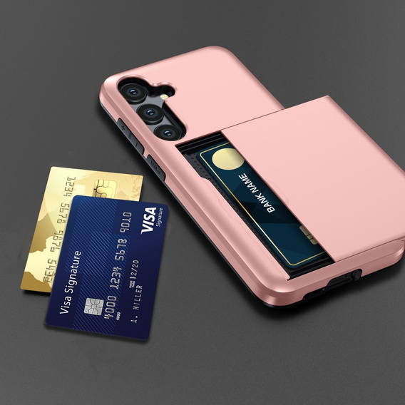 Obal na mobil pre Samsung Galaxy A56 5G, Sliding Card Holder, ružové