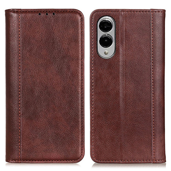 Flipové puzdro pre Samsung Galaxy S25 Edge, Split Leather, hnedé