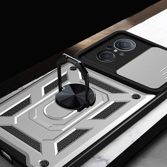 Obal na mobil pre Huawei Nova 9 SE, CamShield Slide, strieborné