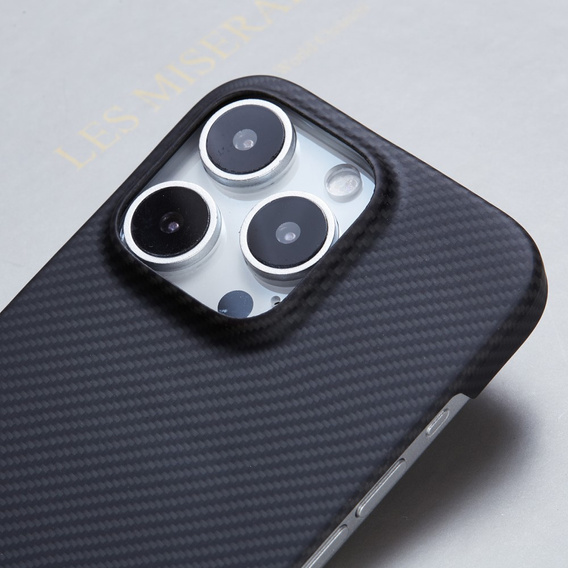 Puzdro pre iPhone 16 Pro, Aramid Fiber Cover, čierne