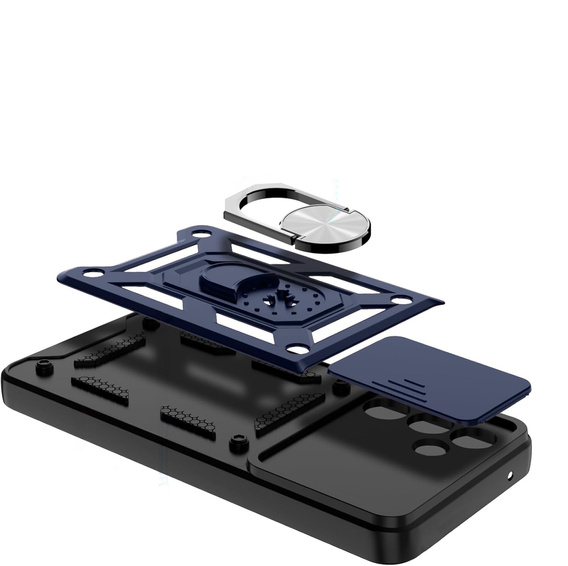 Pancierované puzdro pre Samsung Galaxy A56, CamShield Slide, modré + tvrdené sklo 9H