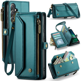 Puzdro CASEME pre Samsung Galaxy S25 FE, RFID Leather Wallet, s popruhom cez rameno, zelený