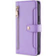 Klapkové puzdro pre Honor Magic5 Lite, Wallet Zipper Pocket, fialové