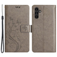 Klapkové puzdro pre Samsung Galaxy A25 5G, Butterfly, sivé + 9H sklo  