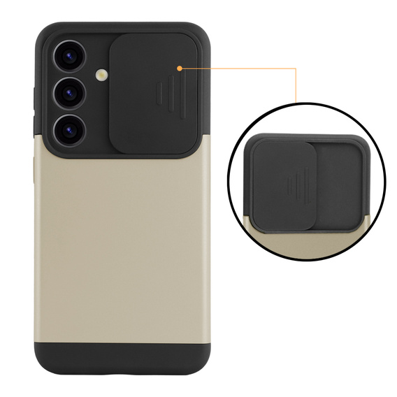Obal na mobil pre Samsung Galaxy S24, ERBORD CamProtect Slide Camera, zlaté