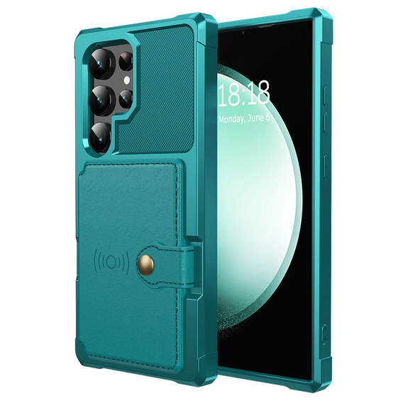 Puzdro pre Samsung Galaxy S24 Ultra, Card Holder Kickstand, zelený