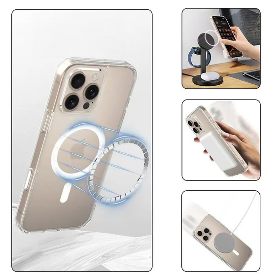 ERBORD puzdro s MagSafe pre iPhone 16 Pro, aktívne tlačidlo, priehľadné + sklo na displej