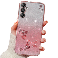 Puzdro pre Samsung Galaxy A35 5G, Glitter Flower, ružové rose gold