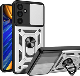 Obal na mobil pre Samsung Galaxy M55 5G, CamShield Slide, strieborné