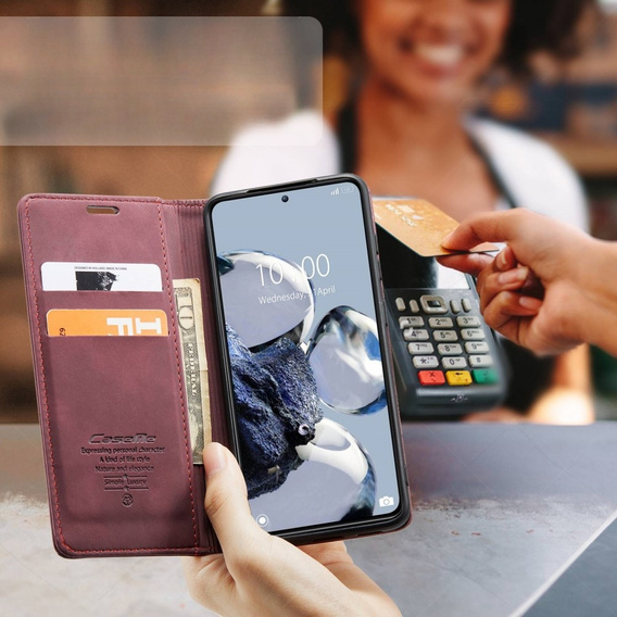 CASEME puzdro pre Xiaomi 12T / 12T Pro, Leather Wallet Case, červené
