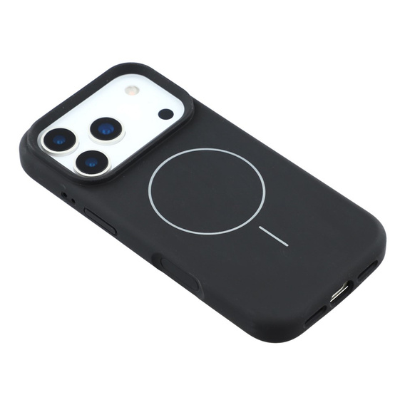 Silikónové puzdro pre iPhone 17 Pro, pre MagSafe, proti nárazom, čierne