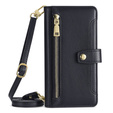 Klapkové puzdro pre iPhone 14, Wallet Zipper Pocket, čierne