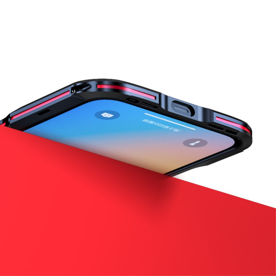 Puzdro LUPHIE pre iPhone 13 Pro Max, Armor Bumper, čierna / červená