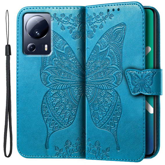 Klapkové puzdro pre Xiaomi 13 Lite, Butterfly, modré