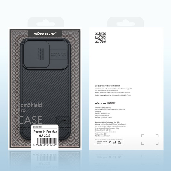 Puzdro pre iPhone 14 Pro, pancierované Nillkin, CamShield Pro, čierne